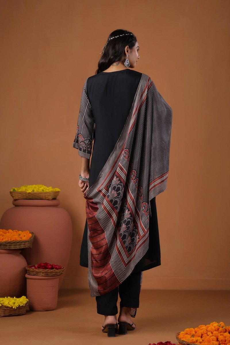 PAYAL Straight Kurta Suit Set with Badla Embroidery Detailing - Payal