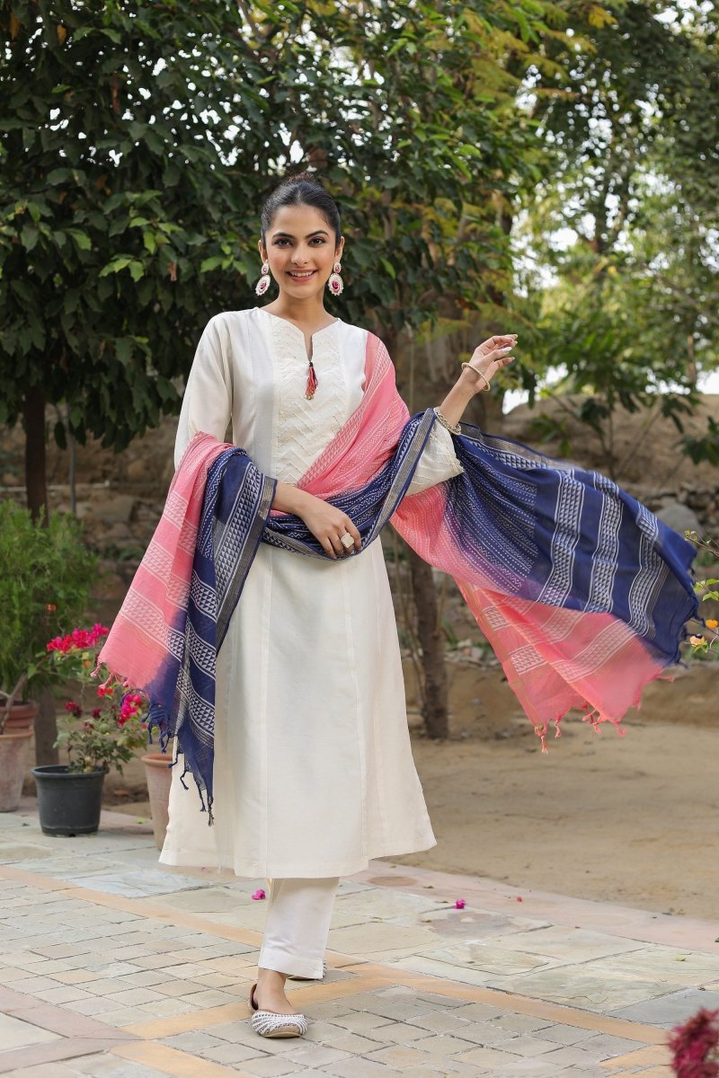 PAYAL White Kurta Suit Set with Dupatta Design - Payal
