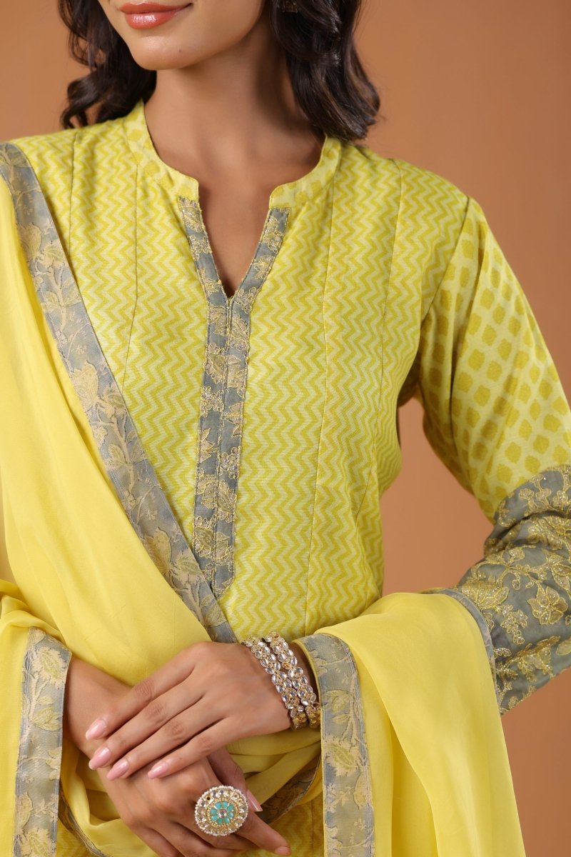 PAYAL Yellow Kurta Suit Set with Embroidery Detailing - Payal