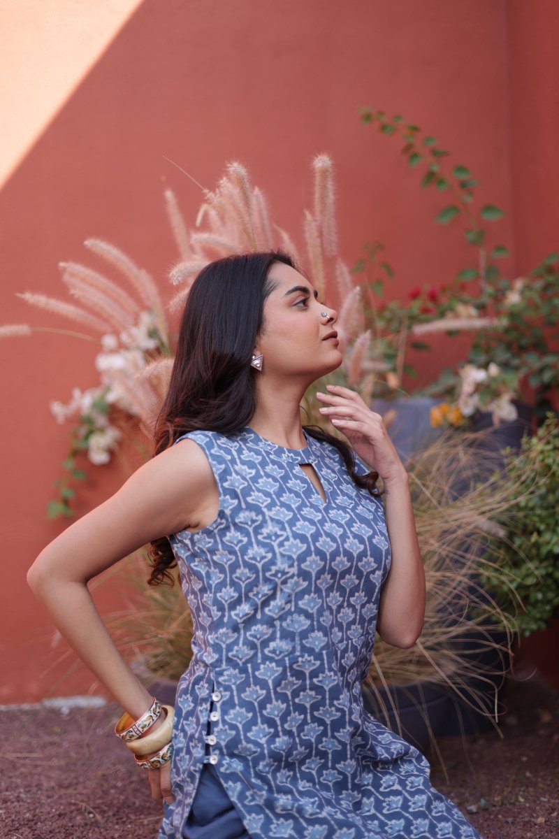 WOK Contemporary Dhabu Cotton Kurta - Payal