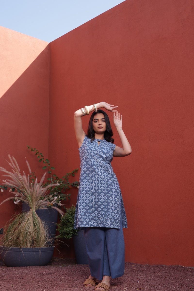 WOK Contemporary Dhabu Cotton Kurta - Payal