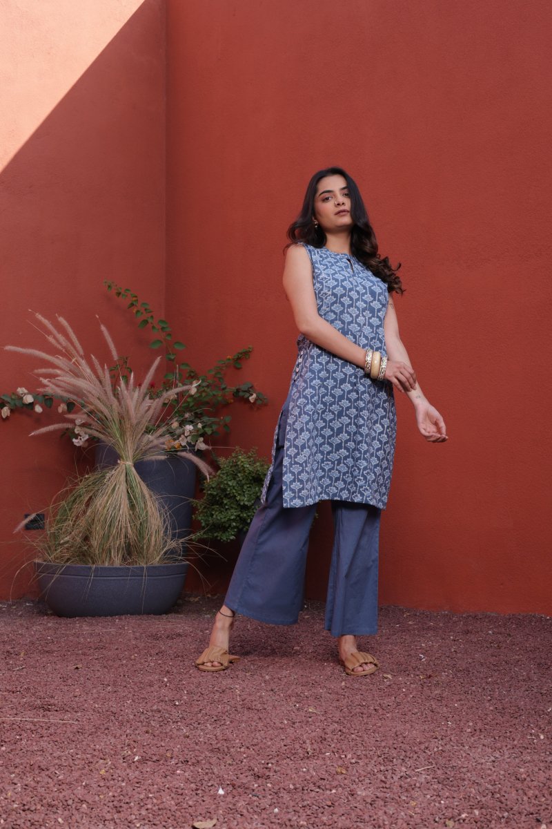 WOK Contemporary Dhabu Cotton Kurta - Payal