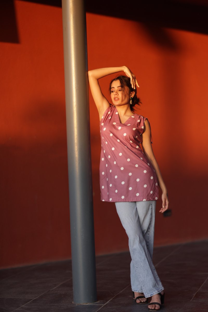 WOK Playful Polka Dot Sleeveless Kurta - Payal