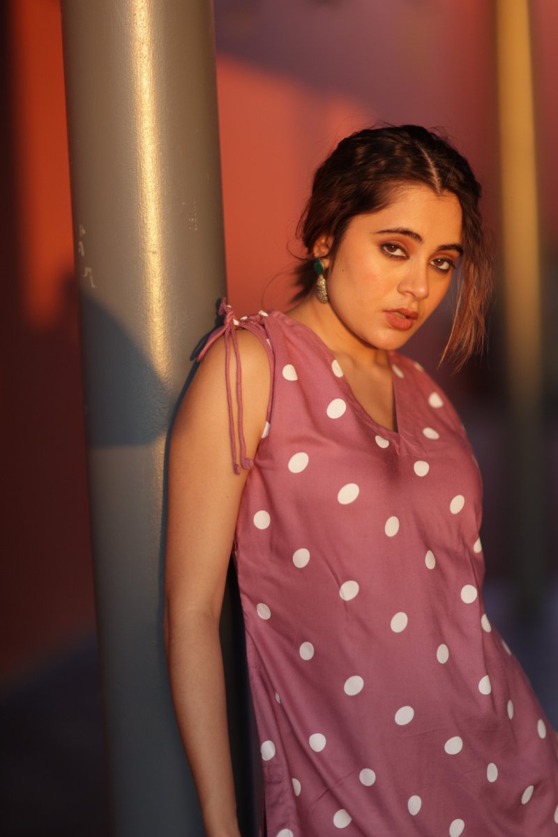 WOK Playful Polka Dot Sleeveless Kurta - Payal