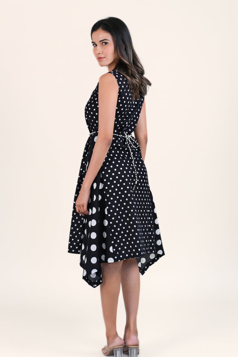 WOK Polka Dot A - line Midi Dress - Payal