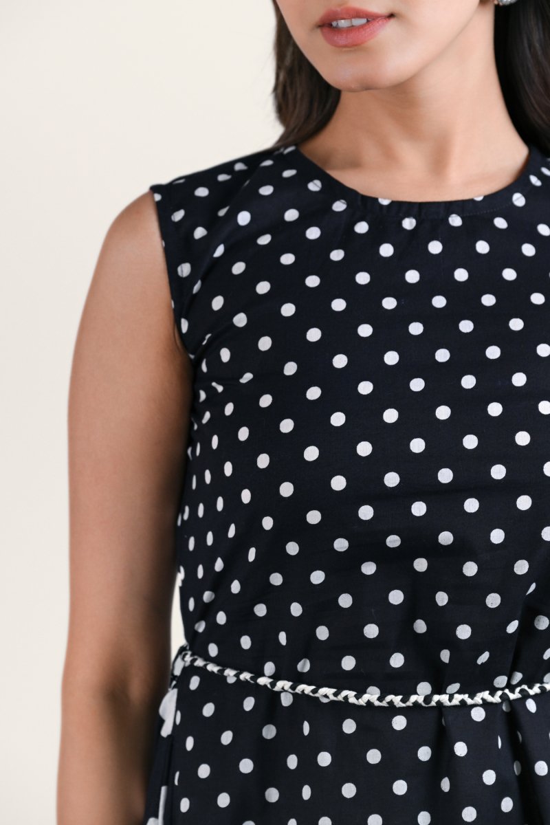 WOK Polka Dot A - line Midi Dress - Payal