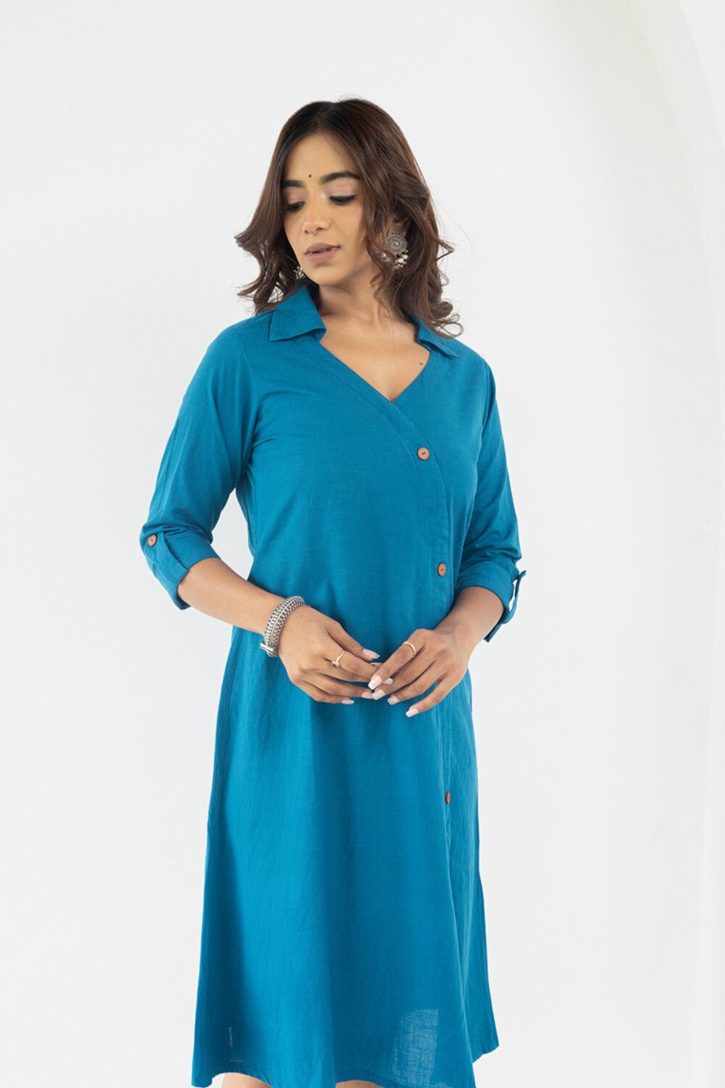 WOK Teal Blue Elegance Midi Dress - Payal