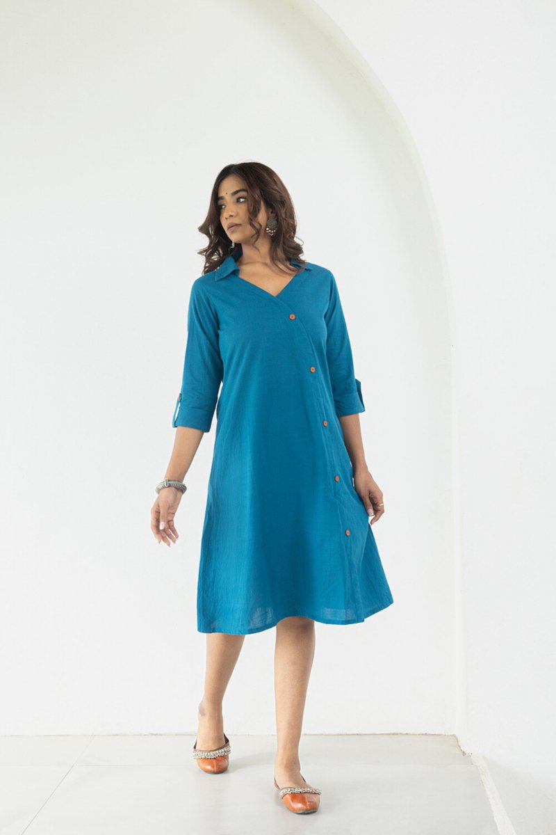 WOK Teal Blue Elegance Midi Dress - Payal