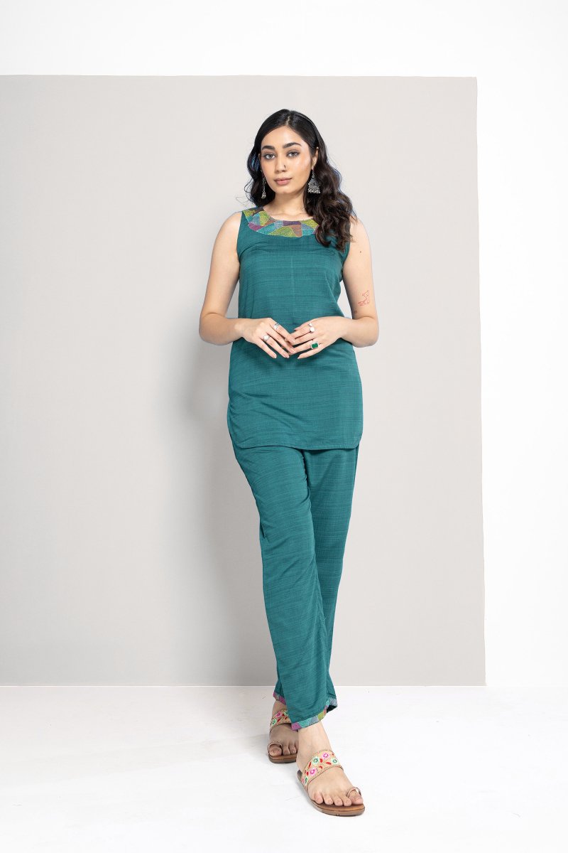 WOK Teal Green Cotton Co - Ord Set - Payal
