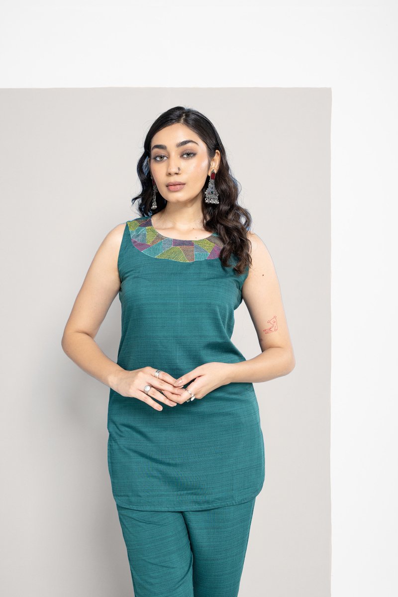 WOK Teal Green Cotton Co - Ord Set - Payal