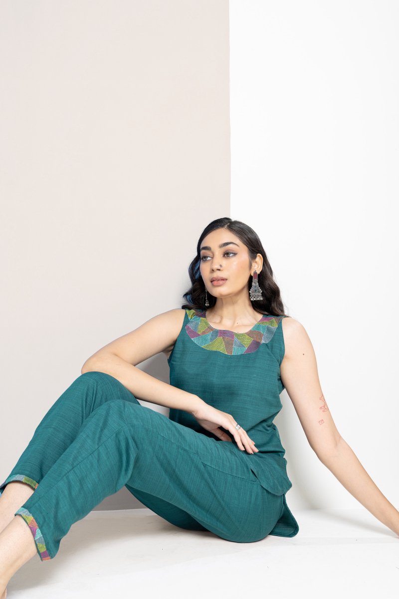 WOK Teal Green Cotton Co - Ord Set - Payal