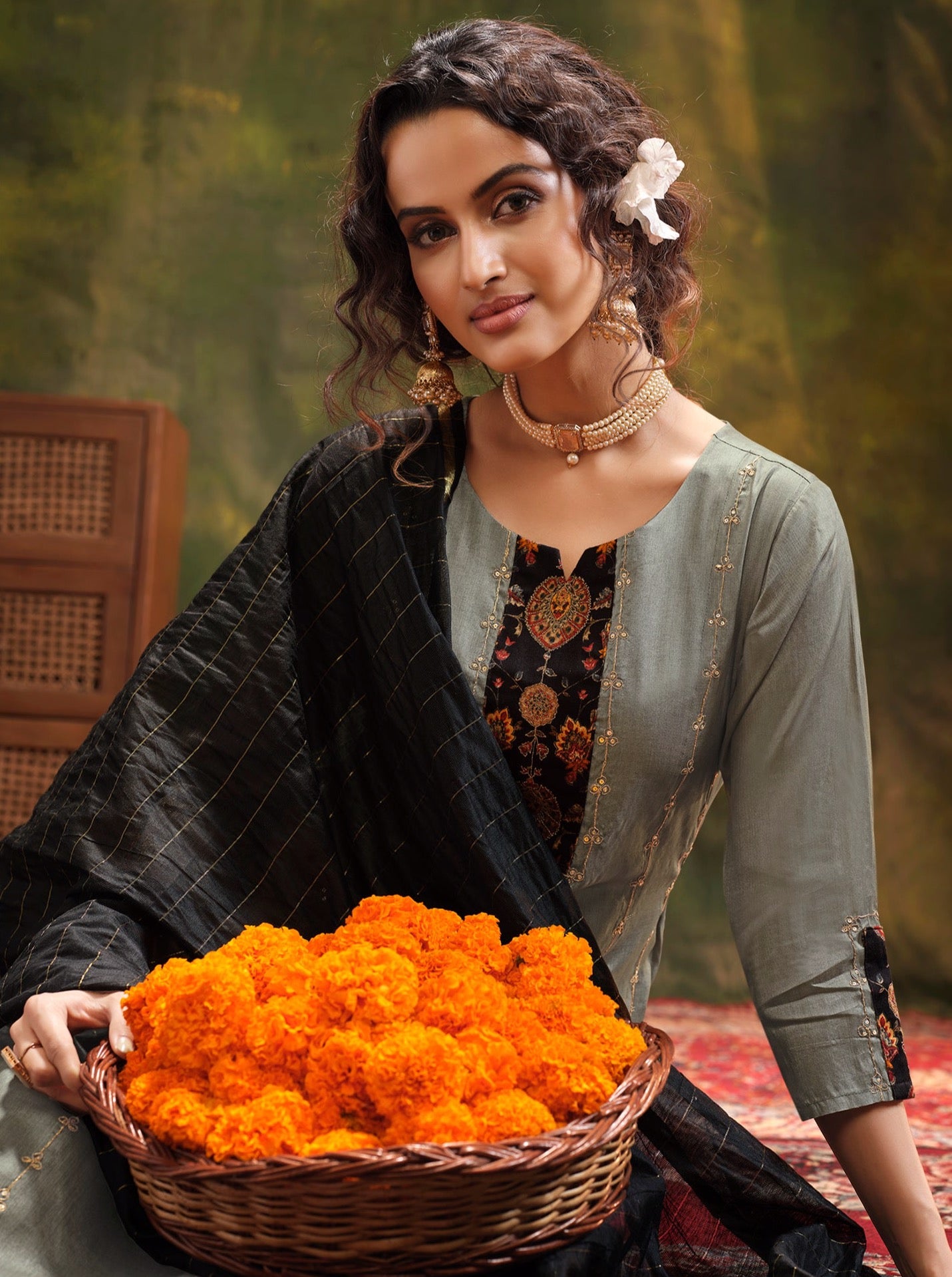 Grey Aline Festive Suit Set - Payal