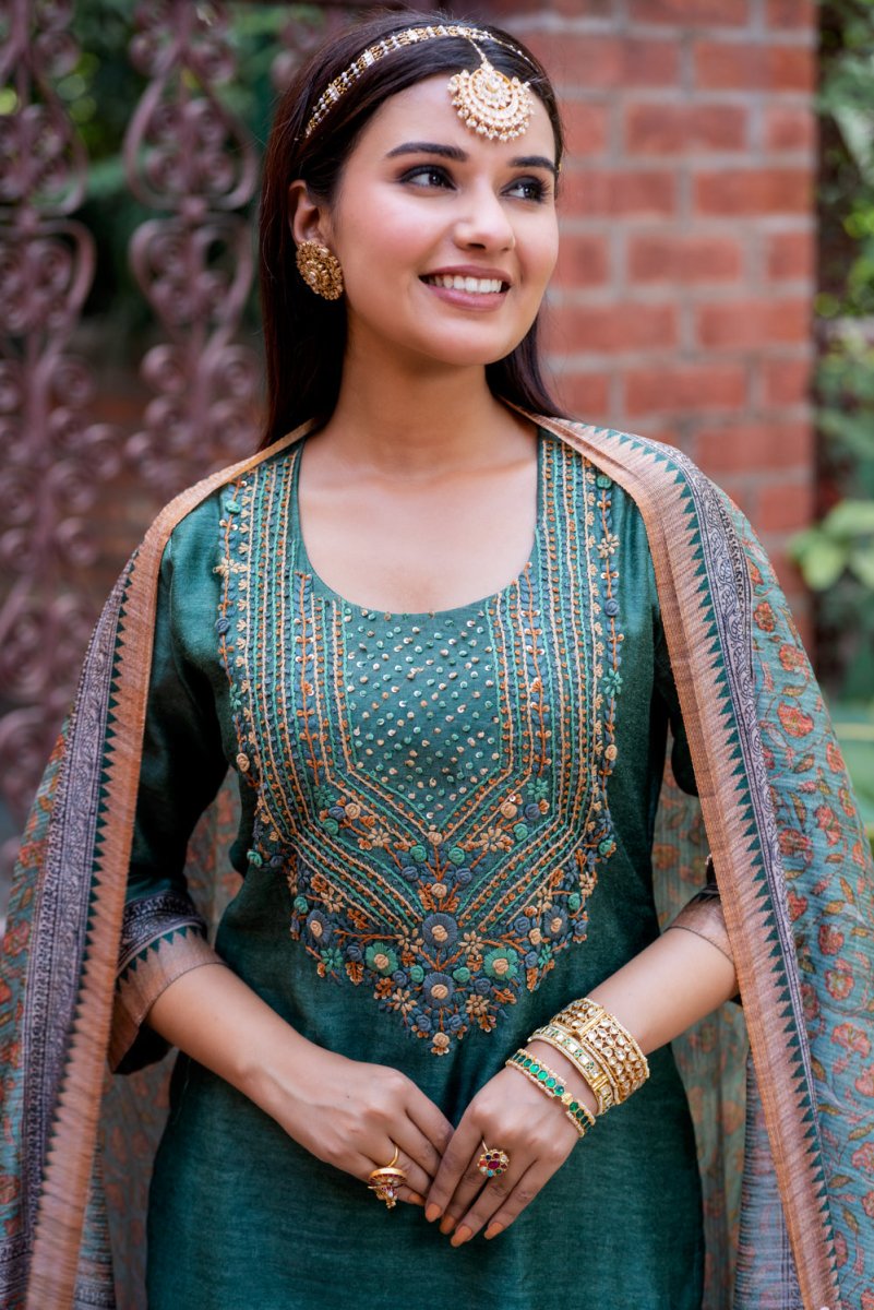 Basil Cotton Chanderi Suit Set - Payal