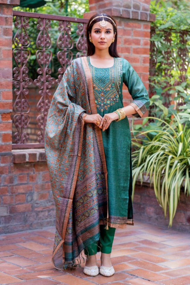 Basil Cotton Chanderi Suit Set - Payal