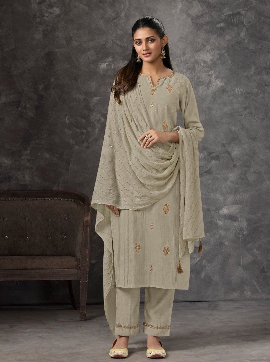 Biscuit Muslin Aline Suit Set - Payal