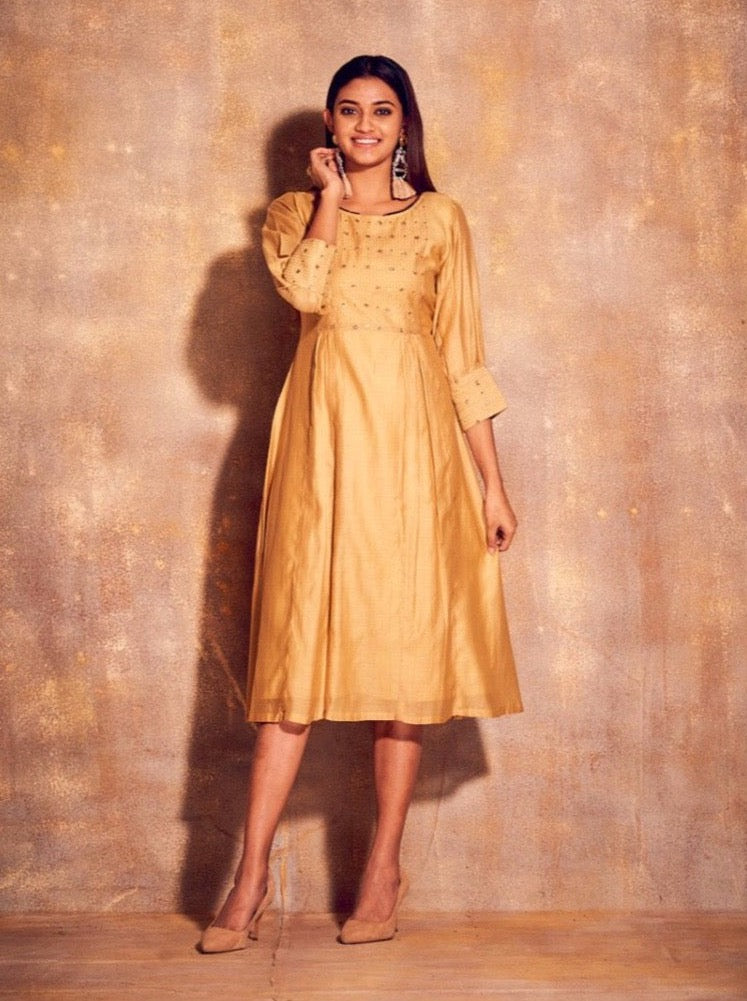 Biscuit Tissue A-Line Kurti - Payal