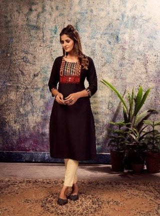 Black Raylee Straight Cut Kurti - Payal