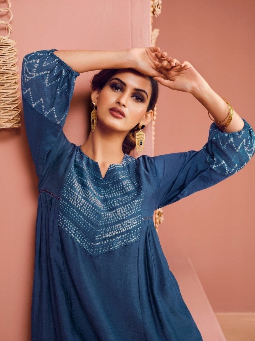 Blue Aline Kurta & Pant - Payal