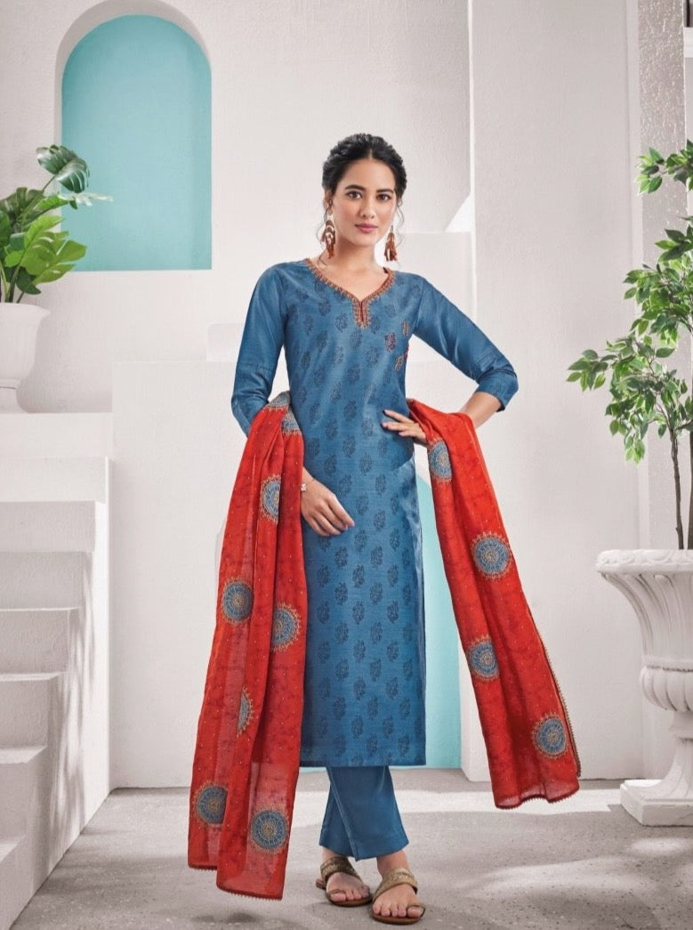 Blue Festive Suit Set - Payal