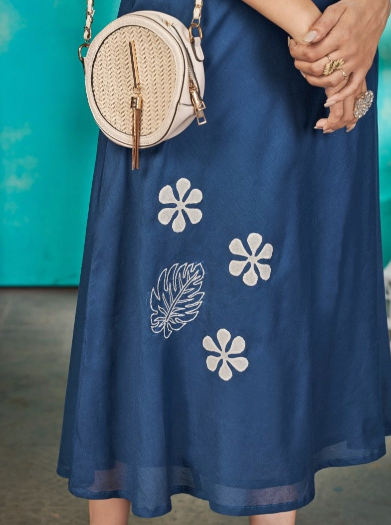 Blue Mal Cotton Flared Kurti - Payal