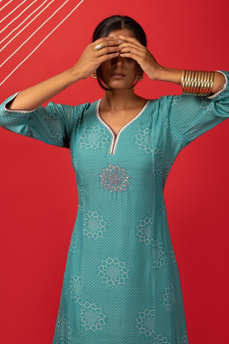 Blue Viscose Muslin Printed Kurta Set - Payal