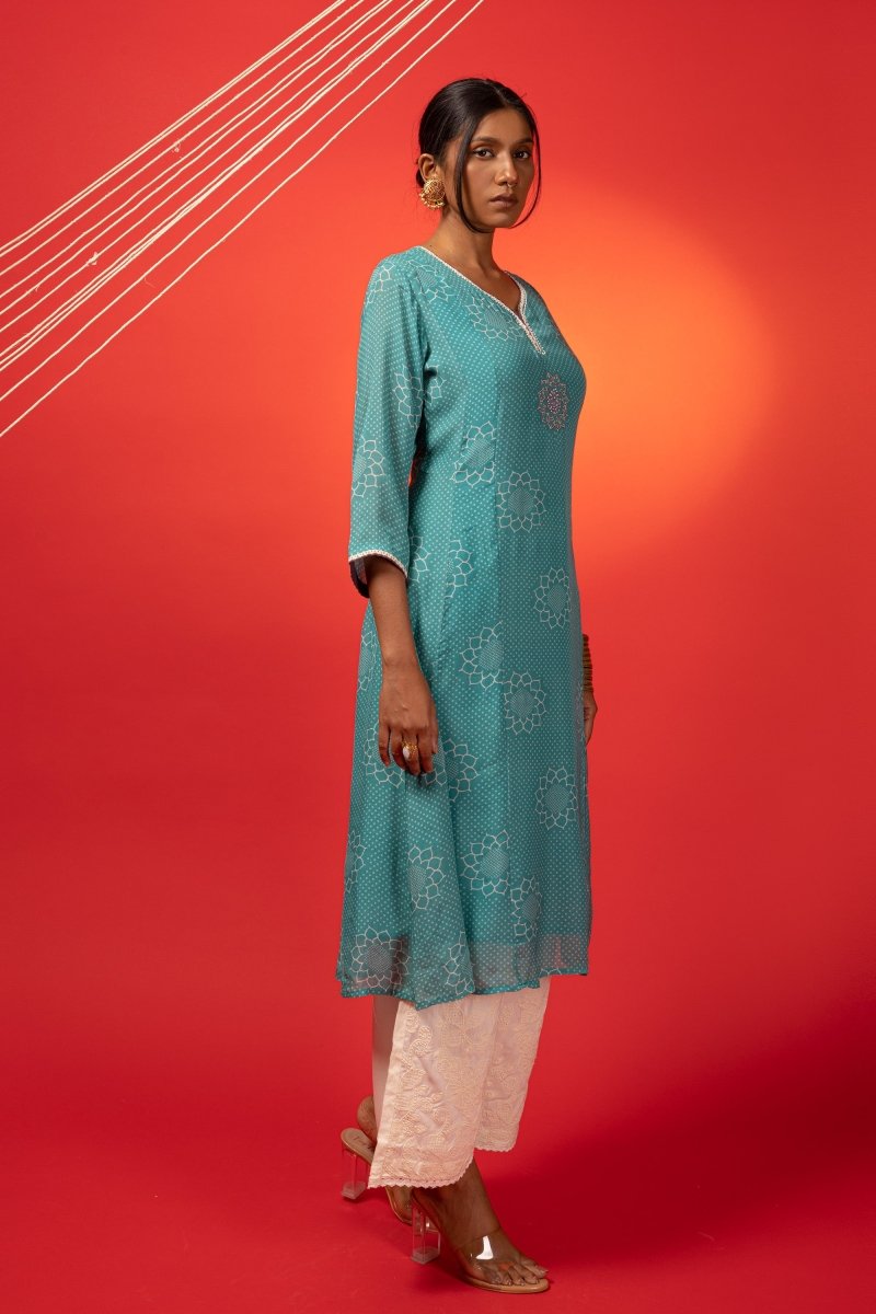 Blue Viscose Muslin Printed Kurta Set - Payal