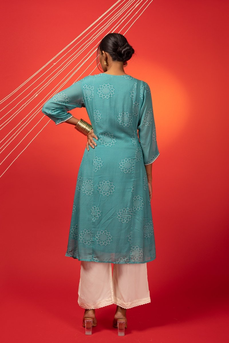 Blue Viscose Muslin Printed Kurta Set - Payal