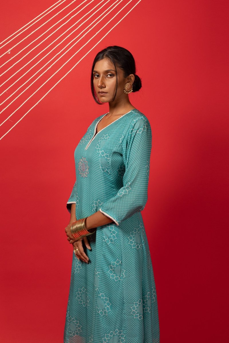 Blue Viscose Muslin Printed Kurta Set - Payal