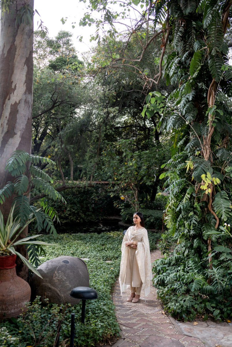 Cream Khadi Silk Suit Set - Payal