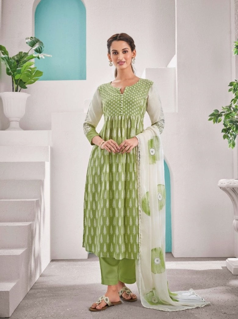 Green Cotton Suit Set - Payal