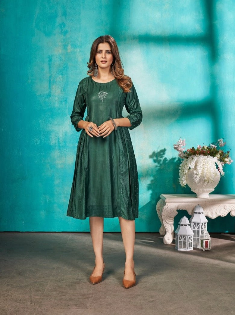 Green Muslin Casual Kurti - Payal