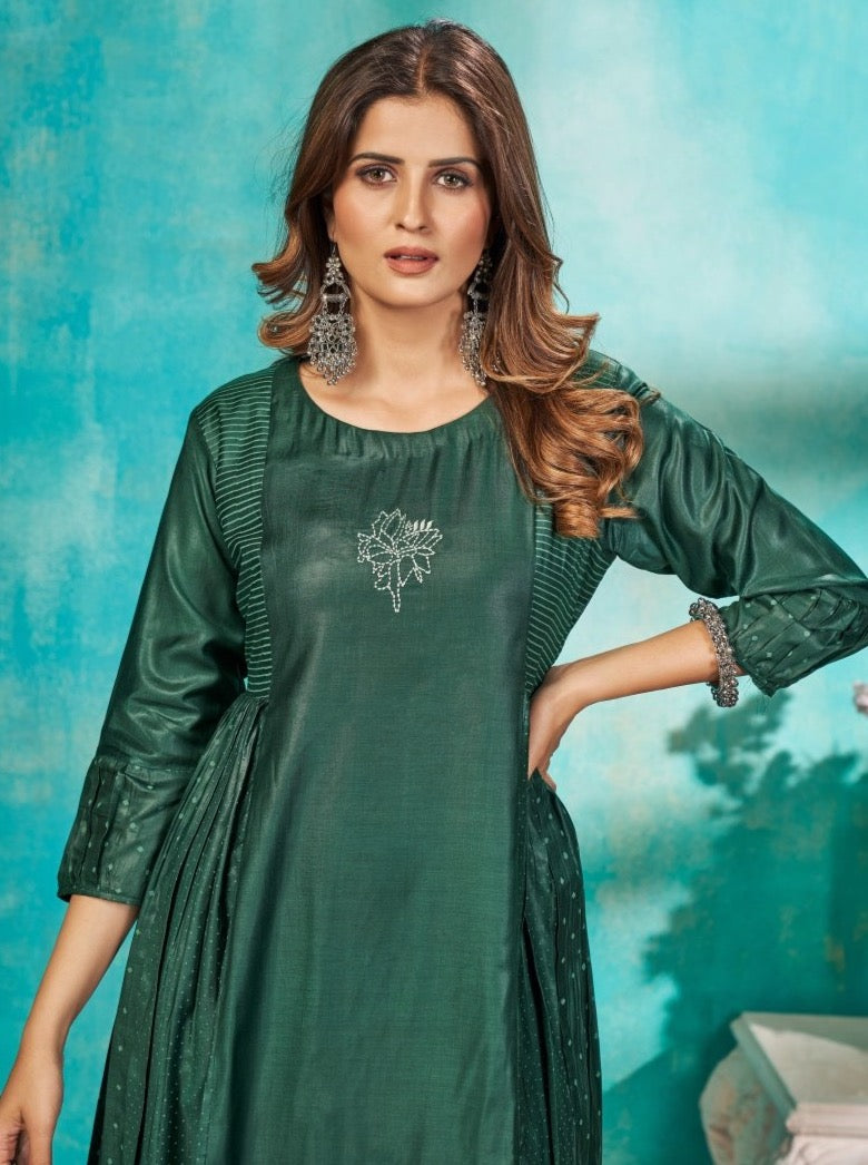 Green Muslin Casual Kurti - Payal