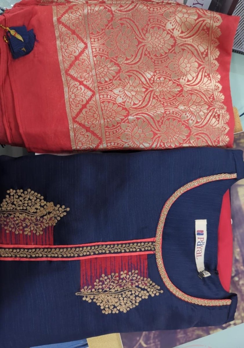 Green Silk Cotton Straight Cut Suit Set - Payal