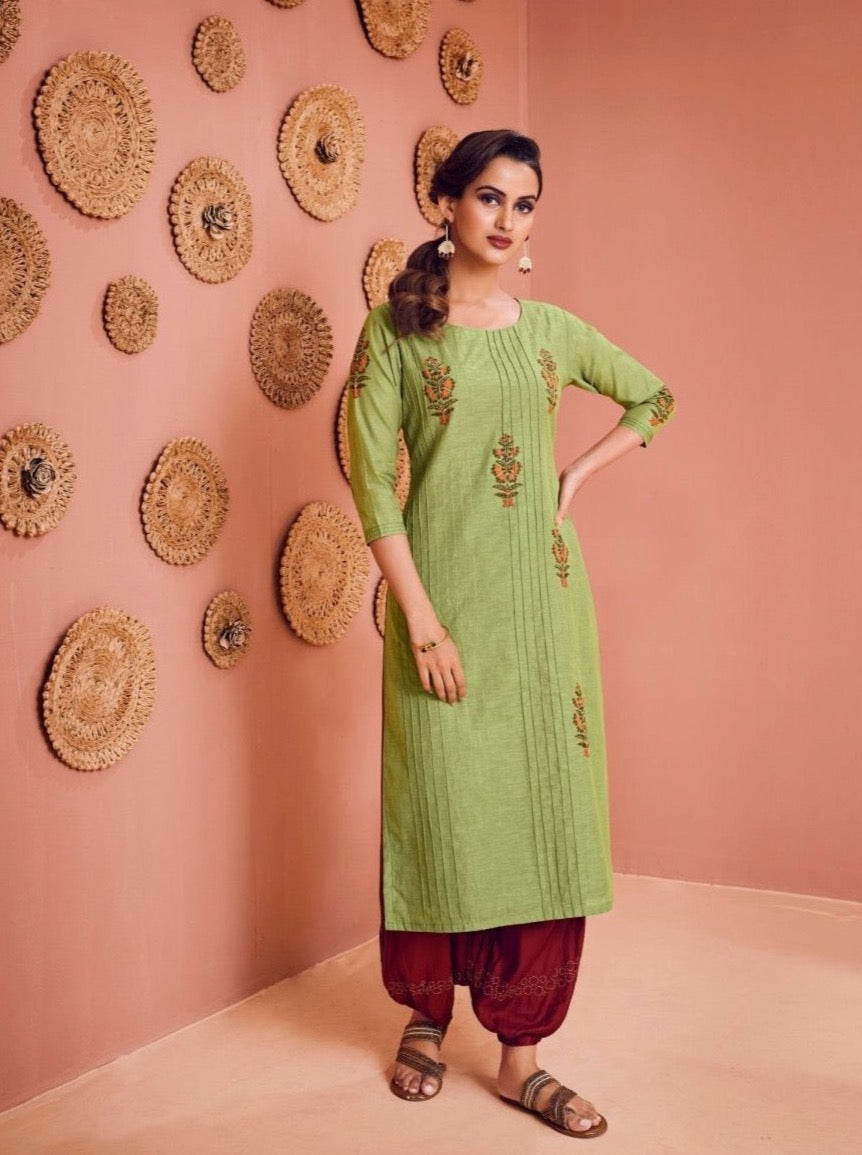 Green Straight Cut Kurta & Dhoti - Payal