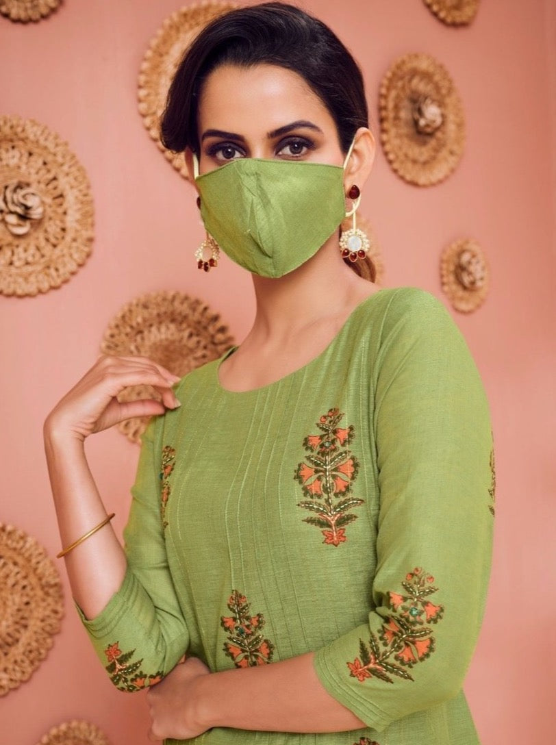 Green Straight Cut Kurta & Dhoti - Payal