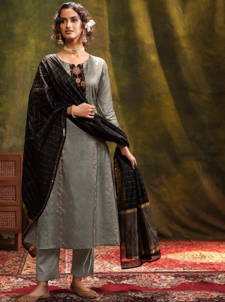 Grey Aline Festive Suit Set - Payal