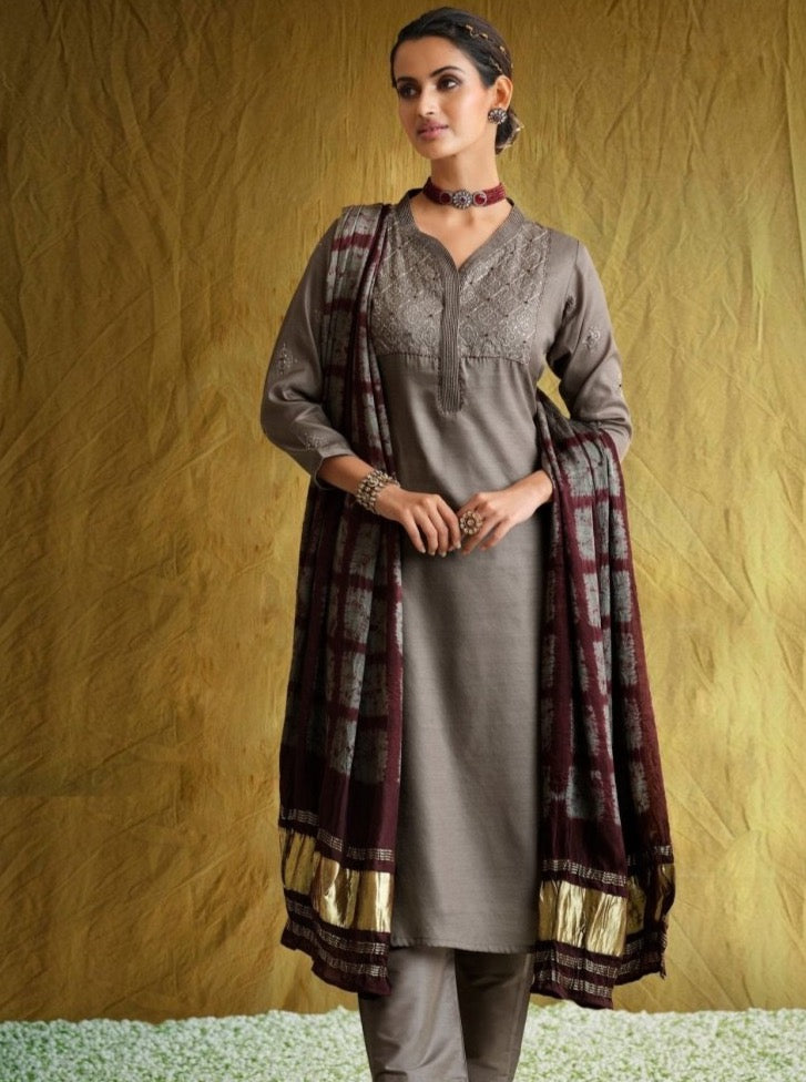 Grey Aline Festive Suit Set - Payal