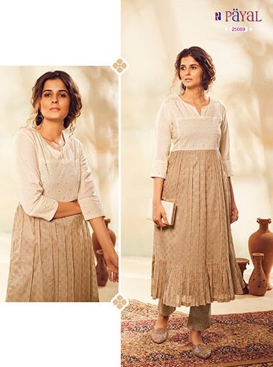Grey beige Mal Mal kurta - Payal
