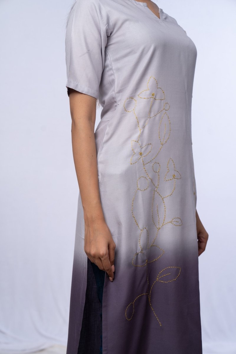 Grey Dyed Kurti Top - Payal