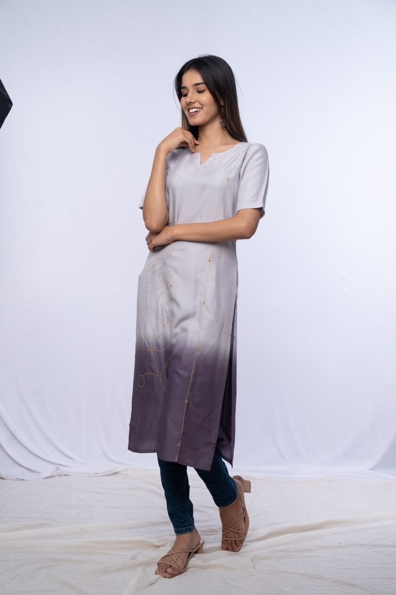 Grey Dyed Kurti Top - Payal