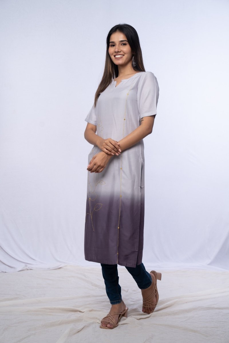Grey Dyed Kurti Top - Payal