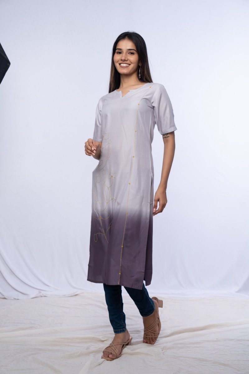 Grey Dyed Kurti Top - Payal