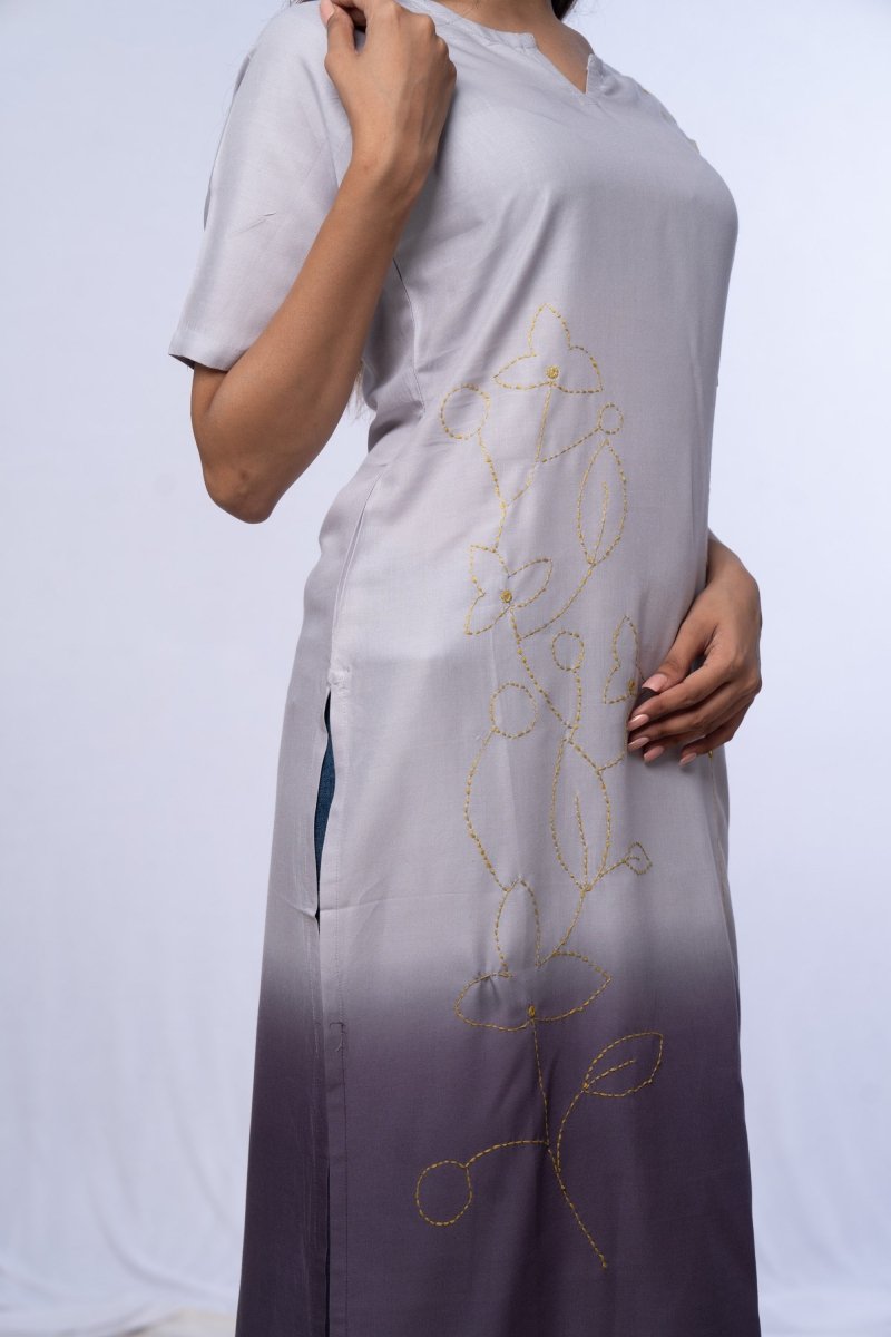 Grey Dyed Kurti Top - Payal