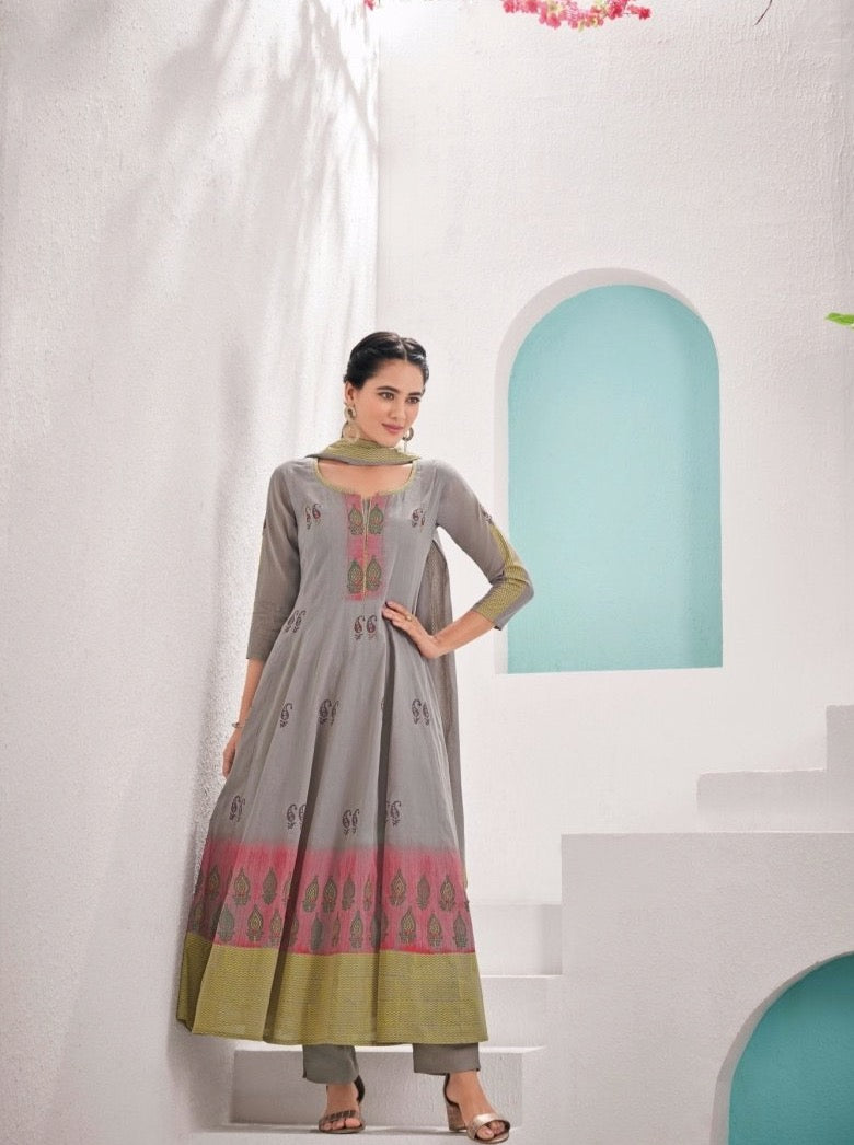 Grey Flared Suit Set - Payal