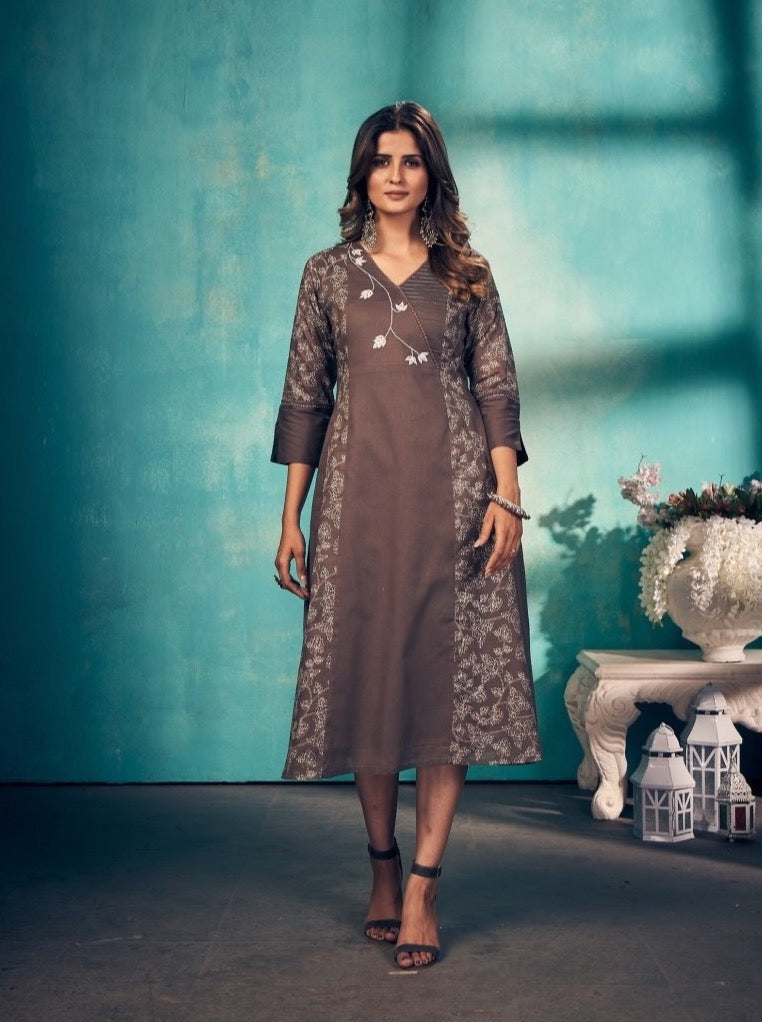 Grey Malmal Aline Kurti - Payal