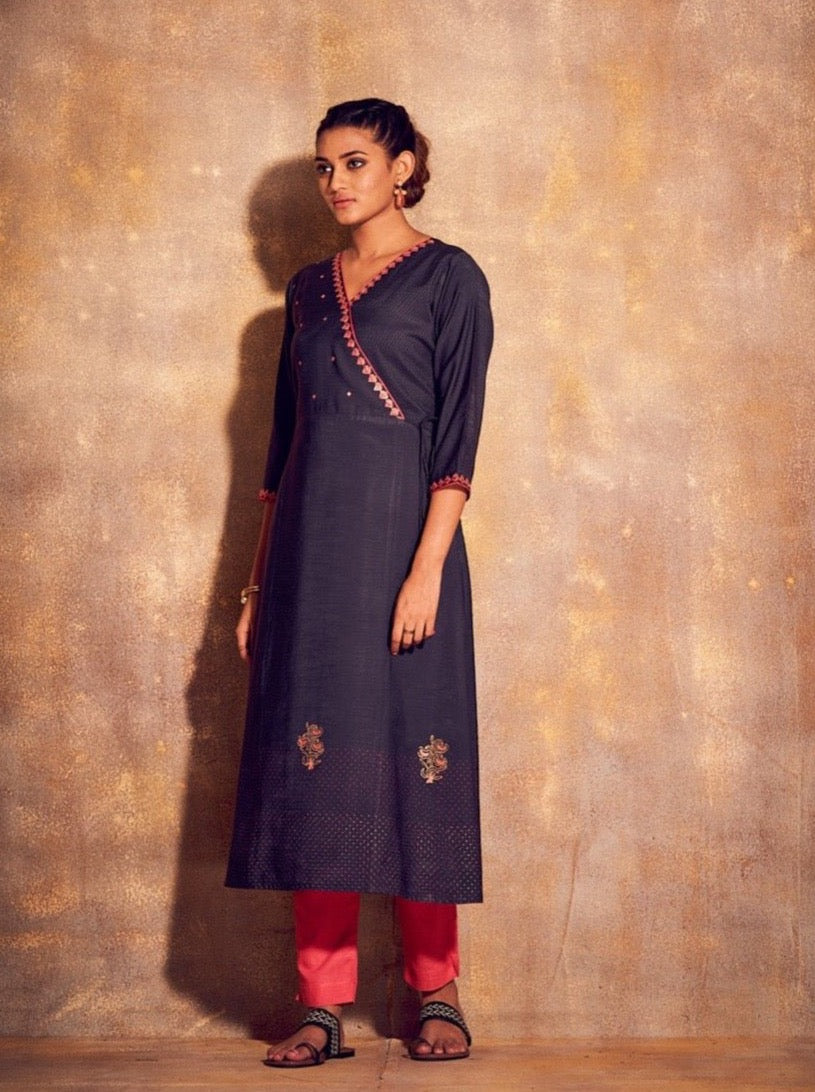 Grey Slub Aline Kurti - Payal