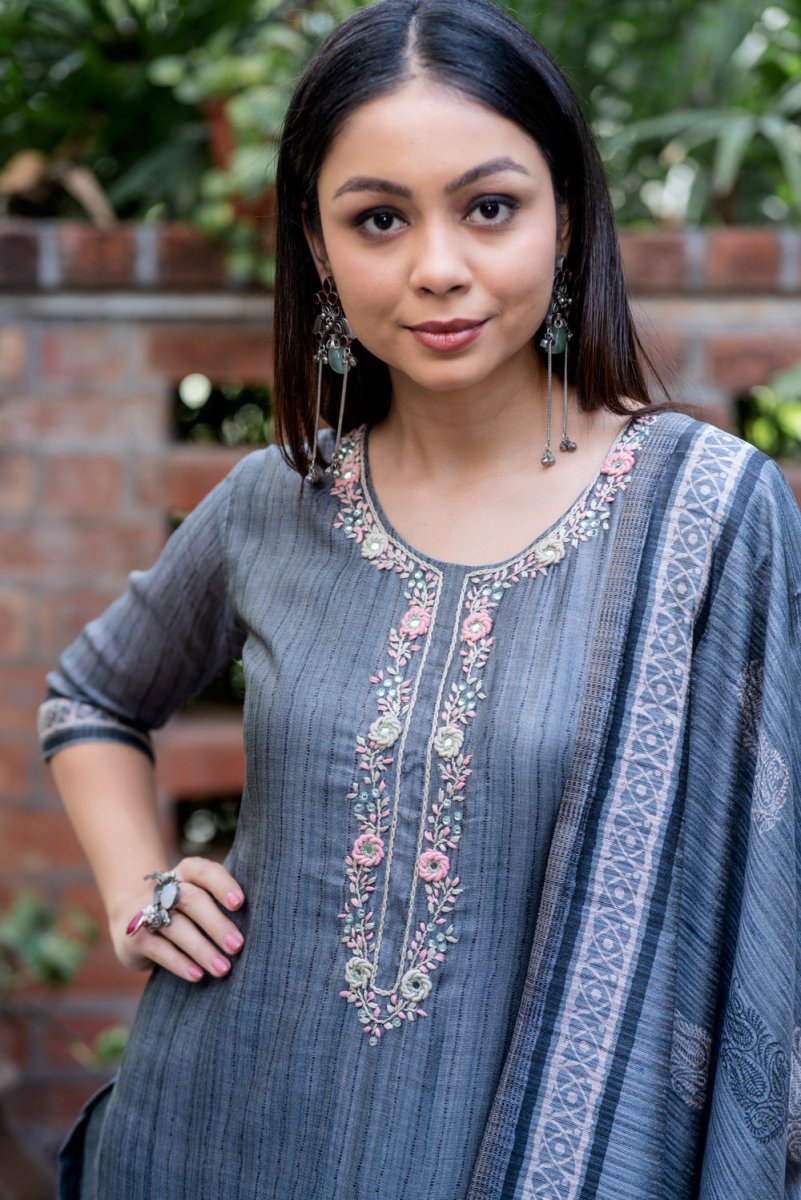 Katha Chanderi Suit Set - Payal