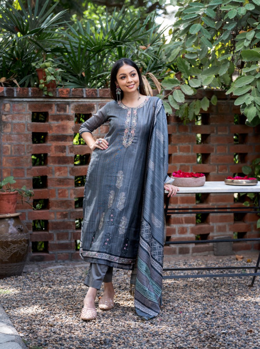 Katha Chanderi Suit Set - Payal