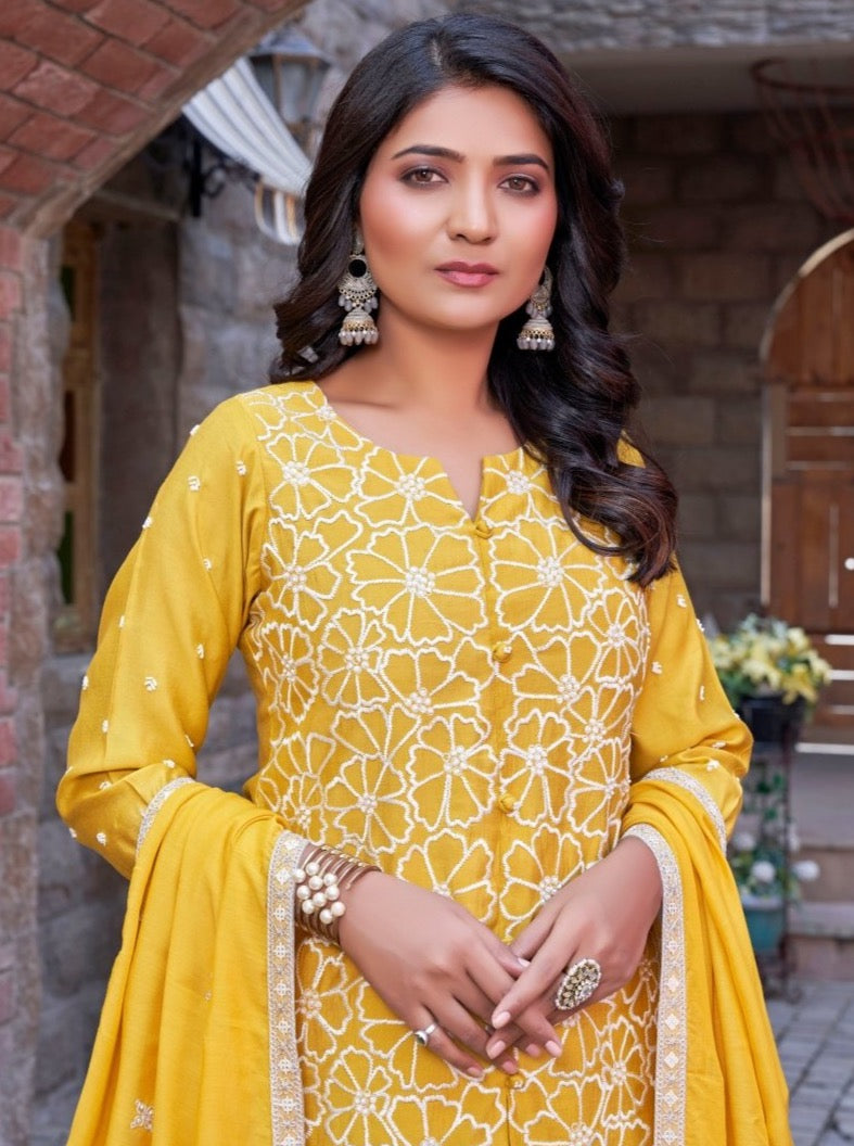 Lemon Modal Fusion Wedding Suit Set - Payal