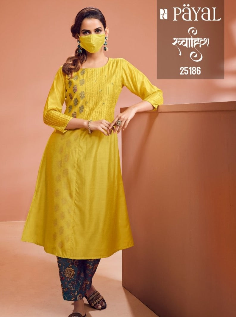 Lemon Muslin Aline Kurta With Pant - Payal
